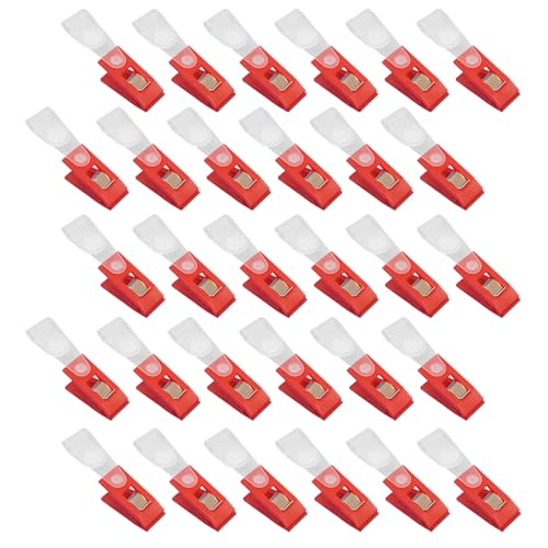 Unlorspy 30 Stück rote Kunststoff-Gartenflaggen-Clips, verstellbare Anti-Wind-Gummi-Clips für kleine Flaggenständerhalter, perfekt für den Außenbereich und sichere Flaggenfixierung von Unlorspy