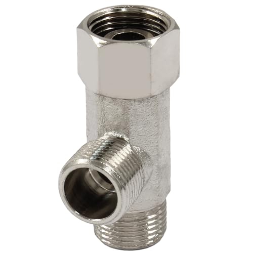 Unlorspy T-Ventiladapter für Bidet, 9/16 Zoll x 9/16 Zoll x 9/16 Zoll Dreiwege-Anschluss, Umstellventil, 3-Wege-T-Messing-Duschkopf-Adapter für Sanitär-Splitter (Silber 9/16) von Unlorspy