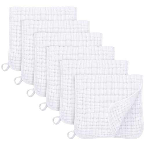 Unnivoll Musselin-Quadrate für Babys, Weiß, 6 Stück von Unnivoll
