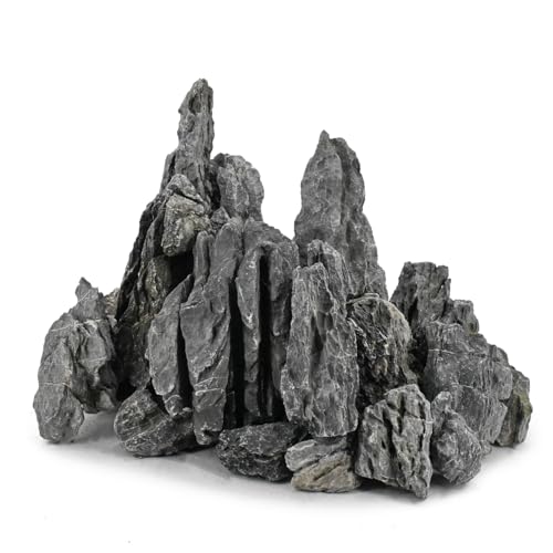 Unocho Aquarium Steine Seiryu Rock Stone 5kg Dekosteine für Aquarium, Aquascaping, Modellbecken, Miniaturwelten & Feengärten (7,5 bis 20 cm) von Unocho