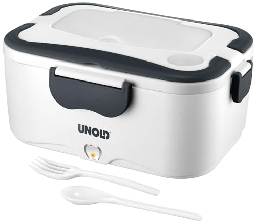 UNOLD 58850 elektrische Lunchbox - Weiß, 1,5 Liter, Kunststoff,zum Erwärmen für unterwegs oder im Büro, spülmaschinengeeignet, Entnehmbarer Edelstahlbehälter von Unold