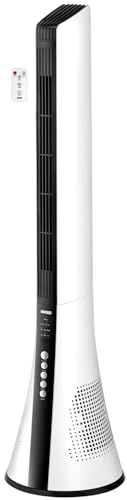 UNOLD 86890 Turmventilator View - Weiß, 60° Oszillation, Timer-Funktion, 3-stufige Geschwindigkeitsregelung, Lüftungsmodus: Schlaf/Normal/Natürlich, Fernbedienung von Unold