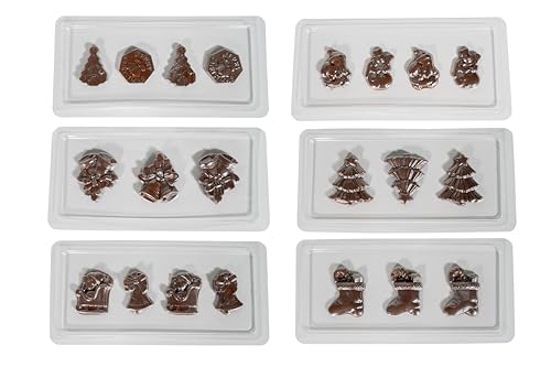 UNOLD Sechs Weihnachtsschokoladenformen Gießförmchen 4866799 | Eignet sich ideal für Unold Chocolatier Weihnachten Silvester Fondue Backformen Schokoladen Pralinenformen von Unold