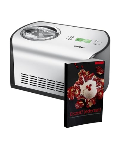 Unold 48965 Eismaschine One inkl. Eisbuch mit 101 Rezepten | Speiseeisbereiter 1,2 L, vollautomatischer, selbstkühlender Kompressor, LCD-Display Gefrierbereich bis ca. -30 °C, 135 Watt, von Unold