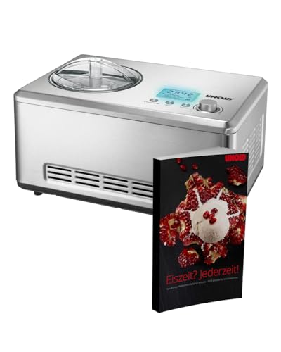 Unold 48976 Eismaschine Nobile inkl. Eisbuch mit 101 Rezepten Speiseeisbereiter 2L vollautomatischer, selbstkühlender Kompressor, LCD-Display Gefrierbereich bis ca. -35 °C, 180W von Unold