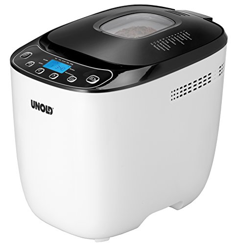 Unold 68010 Backmeister Design - Brotbackautomat, bis 1.000g Brotgewicht, Schwarz-Weiß, 550 Watt, BPA-frei, Cool-Touch-Gehäuse, 12 gespeicherte Programme, LCD-Display von Unold
