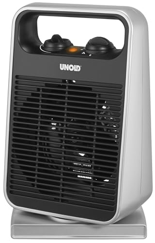 Unold 86116 Heizlüfter Rotate - Schwarz/Silber, 2000 Watt, 4 Stufen-Schalter für Aus, Ventilation, Warmluft, Heißluft, 75° oszillierend, Überhitzungsschutz, Schutzklasse II Unold 86116 Heizlüfter Rotate - Schwarz/Silber, 2000 Watt, 4 Stufen-Schalter für Aus, Ventilation, Warmluft, Heißluft, 75° oszillierend, Überhitzungsschutz, Schutzklasse II von Unold