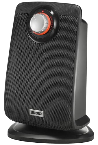 Unold 86445 Keramik Heizlüfter - Schwarz, bis zu 2000 Watt, Ventilatorfunktion, 4 Stufiges Thermostat, 75° oszillierend, leicht und leise, Überhitzungsschutz, Tragegriff, IP21 Tropfwassergeschützt von Unold