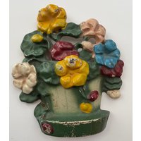 Vintage Türstopper Aus Gusseisen National Gießerei #63 Kapuzinerkresse Blumen Handgemaltes Florales Dekor von UnpredictableFindsUS