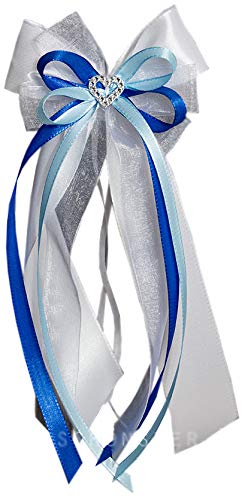 10 Autoschleifen Hochzeit SCH0014 weiß blau hellblau von Unser schönster Tag