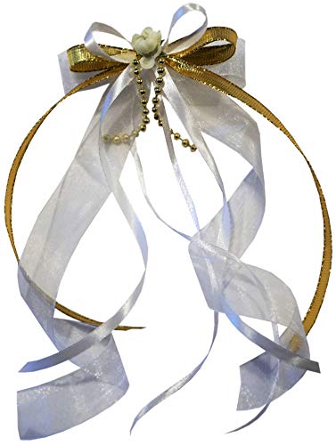 10 Stk Antennenschleife Autoschleife Autoschmuck Hochzeit weiss gold SCH0031 von Unser schönster Tag