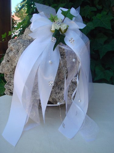 Unser schönster Tag Kirchenschleife Kirchenschmuck Kirchbankschleife Stuhlschleife Hochzeit KS0002 Weiss von Unser schönster Tag