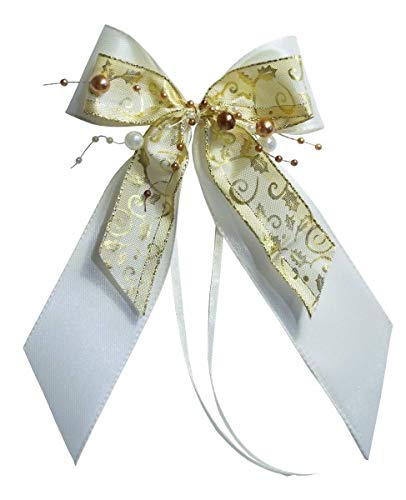 Unser schönster Tag Weihnachtsschleifen Schleifen Geschenke Weihnachten WS1971 im 10er Set - Creme, Gold von Unser schönster Tag