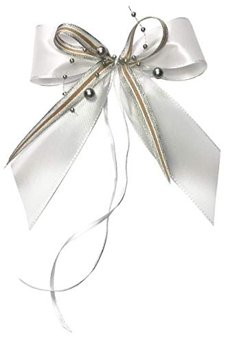 Unser schönster Tag Weihnachtsschleifen Schleifen Geschenke Weihnachten WS2035 im 10er Set - weiß, Silber von Unser schönster Tag