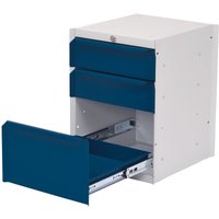 Bedrunka+Hirth Unterbauschrank mit 3 Schubladen für Arbeitsplatzsystem Tisch, HxBxT 500 x 370 x 400 mm, enzianblau von Bedrunka+Hirth