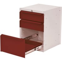 Bedrunka+Hirth Unterbauschrank mit 3 Schubladen für Arbeitsplatzsystem Tisch, HxBxT 500 x 370 x 400 mm, rubinrot von Bedrunka+Hirth