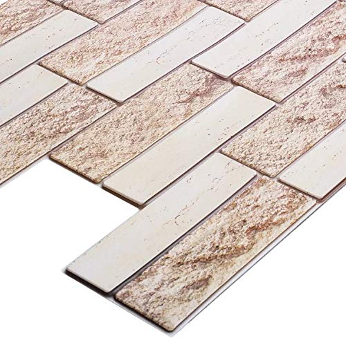 3D PVC Wandpaneele/Deckenpaneele, Beige Paneling Brick, 1 Platte, Ziegelstein | STM von Untitled