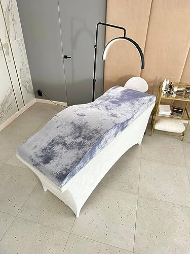 Untitled Wave Matratze mit Memory Foam 190x70 für Kosmetikliege, Massageliege, mit Bezug aus Velours | für Wimpernverlängerungen, PMU - graublau von Untitled