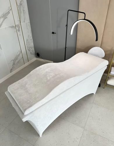 Untitled Wave Matratze und Liegebezug Set mit Memory Foam 180x60 cm für Kosmetikliege, Massageliege, mit Bezug aus Velours - weiß von Untitled