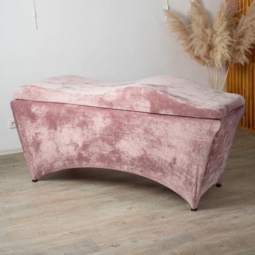 Untitled Wave Matratze (Curved Topper) mit Memory Foam, Liegenbezug, Set 190x70 cm für Kosmetikliege, Massageliege, für Wimpernverlängerungen, PMU - rosa von Untitled