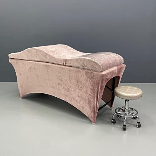 Untitled Wave Matratze mit Memory Foam 190x70 für Kosmetikliege, Massageliege, mit Bezug aus Velours | für Wimpernverlängerungen, PMU - Rosa von Untitled