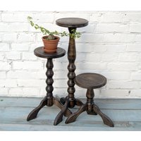 3Er Set Blumenhocker Eichenholz Mid-Century Modern Blumenständer Weihnachtsgeschenk von UnusualThingsbyOlga