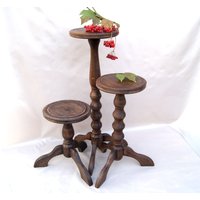 3Er Set Große Blumenampeln Eiche Holz Blumentopf Ständer Vintage Mid-Century Modern von UnusualThingsbyOlga
