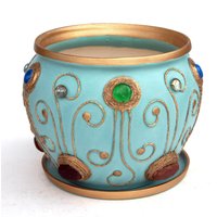 Große Handbemalte Keramik Pflanze Innen Türkis Blumentopf Mit Drainageloch Pflanzer Einzigartiges Hochzeitsgeschenk Paar Pflanzenhalter von UnusualThingsbyOlga