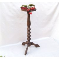 Hoher Blumentopfständer Aus Holz, Holz Für Den Innenbereich Rustikaler Farnständer Blumentopfhalter Cottage Chic Eichenständer von UnusualThingsbyOlga