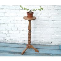 Hoher Eichenholz-Blumentopf Großer Hartholz-Blumentopf Blumentopfständer Holztopfständer Mid-Century Moderner Halter Holz-Farnständer von UnusualThingsbyOlga
