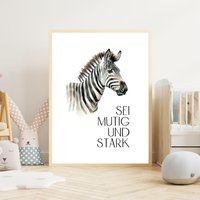 Christliches Poster | Sei Mutig Und Stark Giraffe, Tiger Oder Zebra Din A3 A4 Für Jungs von UnvergMomenteDesign