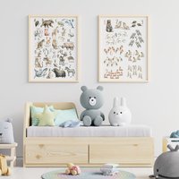Set Zahlen Und Alphabet Poster Din A3 A4 | Tierposter Zahlenposter Mit Tieren von UnvergMomenteDesign