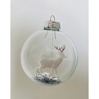 Christbaumkugel Xmas Hirsch Weiß Silber Aus Glas Einzeln, Als Set Oder Individuell Kombiniert Christbaumkugel Xmas Hirsch Weiß Silber Aus Glas Einzeln, Als Set Oder Individuell Kombiniert von UnverwechselbarMarie