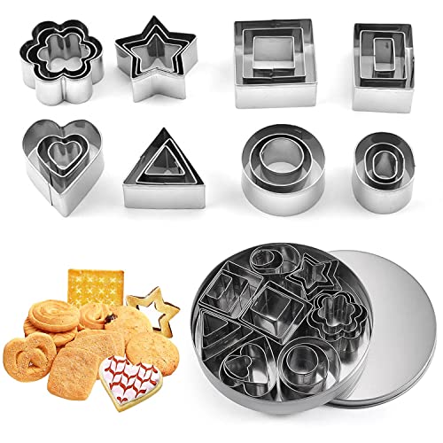 Unvtap Ausstechformen Set 24 Stück Mini Keksausstecher Ausstecher Plätzchen Ausstechformen Weihnachten für Backen, Silber von Unvtap