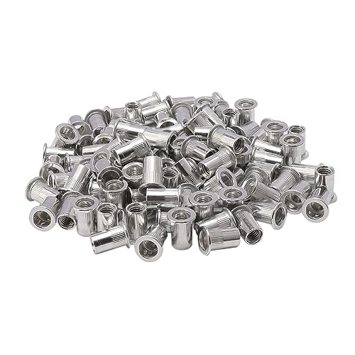 Unxuey 100 Stück M8 Aluminiumlegierung Nietmuttern gerändelt Flachkopfnietmuttern Gewindeeinsatz Nietmutter von Unxuey