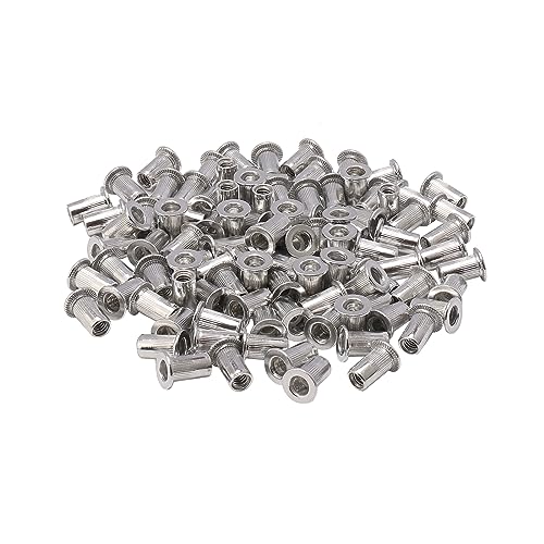 Unxuey 100PCS M4 Nietmuttern Aluminium Legierung Gerändelt Flachen Kopf Nietmuttern Gewindeeinsatz Nietmutter von Unxuey