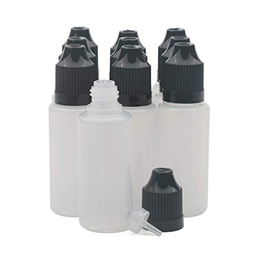 Unxuey 10 Stück Kunststofftropfer Tropfende Kindersichere Flaschen, Leere Quetschbare 20 ml Augenflüssigkeit Ejuice Leere tragbare nachfüllbare Kosmetikflaschen Behälter von Unxuey