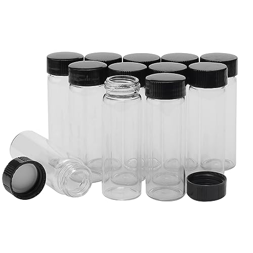 Unxuey 12 Stück 30ml (1.05 Oz) Klarglas Probenflaschen, Labor-Kosmetik Container Leere Probenfläschchen mit Schraubverschluss von Unxuey