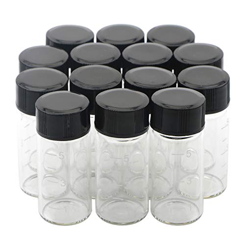 Unxuey 14 Stück 5 ml Mini-Flaschen mit Skala, transparent, abgestufte Glasfläschchen mit Skala, transparente Laborfläschchen von Unxuey
