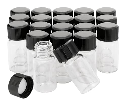Unxuey 3 ml Glasfläschchen mit Deckel, 20pcs Mini Probenflaschen, PE Liner, Probe Container Labor Fläschchen Flüssigkeit Probenahme von Unxuey