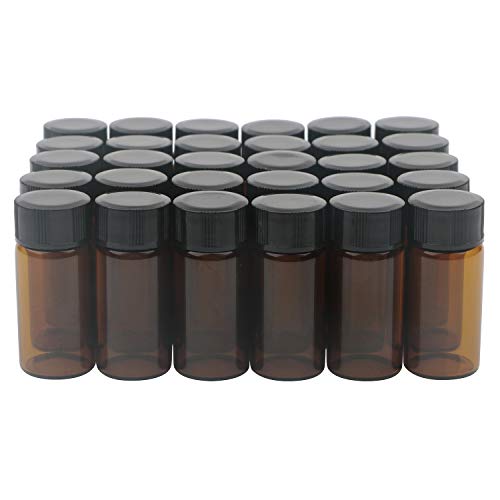 Unxuey 30Pack 5ml Klarglas-Laborprobenfläschchen Fläschchen mit schwarzer Kunststoffschraubkappe Leere Probengläser Braun von Unxuey