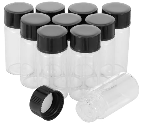 Unxuey 5 ml Glasprobenflaschen mit Schraubverschluss Laborfläschchen, Flüssigkeitsauffangbehälter für ätherische Öle, Kunststoffverschluss – 10 Stück von Unxuey