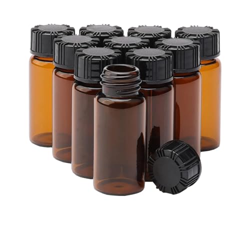 Unxuey Braune Flaschen für ätherische Öle, Flüssigproben-Sammelflaschen mit Schraubverschluss, Fassungsvermögen 10 ml, 10 Stück von Unxuey