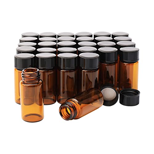 Unxuey Fläschchen aus braunem Glas, leer mit schwarzem Kunststoff-Schraubverschluss Muster-Flakons, 5 ml 30 Stück von Unxuey
