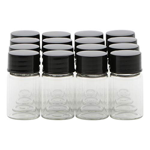Unxuey Mini-Probenfläschchen, 7 ml schwarz Schraubverschluss Reiseflaschen Behälter, Transparent Labortestfläschchen, 16 Stück von Unxuey