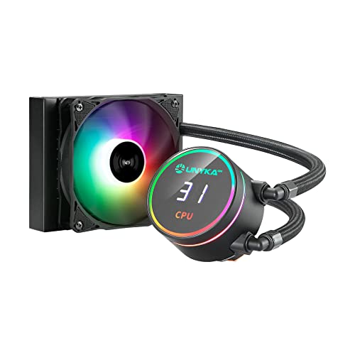 UNYKAch AQUASTORM Black 120 Flüssigkeitskühlung CPU-Kühlung, Anzeige zur Steuerung der CPU-Temperatur und ein RGB-Lüfter mit PWM-Sensor UNYKAch AQUASTORM Black 120 Flüssigkeitskühlung CPU-Kühlung, Anzeige zur Steuerung der CPU-Temperatur und ein RGB-Lüfter mit PWM-Sensor von Unykach