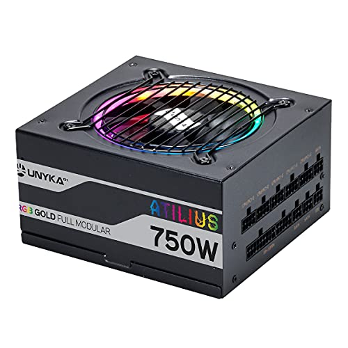 UNYKAch ATX ATLIUS 750W Black Full Modular Netzteil mit RGB-Beleuchtung, 90% Effizienz, 120 mm Lüfter, extrem leise und Überstromschutz UNYKAch ATX ATLIUS 750W Black Full Modular Netzteil mit RGB-Beleuchtung, 90% Effizienz, 120 mm Lüfter, extrem leise und Überstromschutz von Unykach