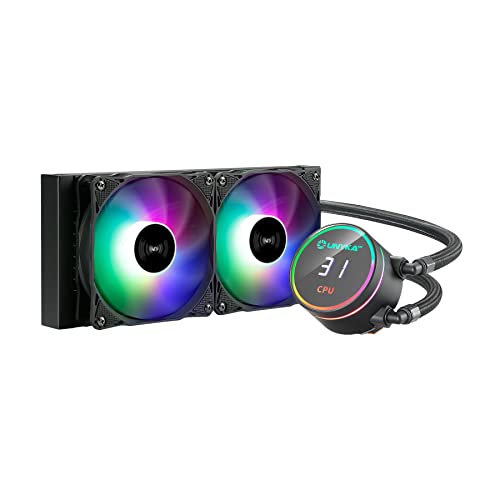 UNYKAch AquaStorm 240 CPU Flüssigkühlung, leise Pumpe, Display zur Steuerung der CPU-Temperatur und Zwei RGB-Lüfter mit PWM-Sensor UNYKAch AquaStorm 240 CPU Flüssigkühlung, leise Pumpe, Display zur Steuerung der CPU-Temperatur und Zwei RGB-Lüfter mit PWM-Sensor von Unykach