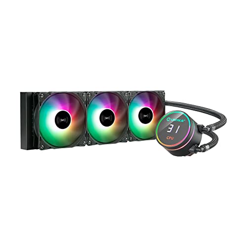 UNYKAch AquaStorm 360 CPU Flüssigkühlung, leise Pumpe, Display zur Steuerung der CPU-Temperatur und DREI RGB-Lüfter mit PWM-Sensor von Unykach