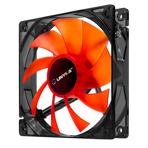 Unykach 51792 PC-Ventilator, 120 mm, 12 V, 12 W, 120 x 120 x 120 mm, 1500 U/min, 18 dB, rote LED, Desktop-kompatibel von Unykach